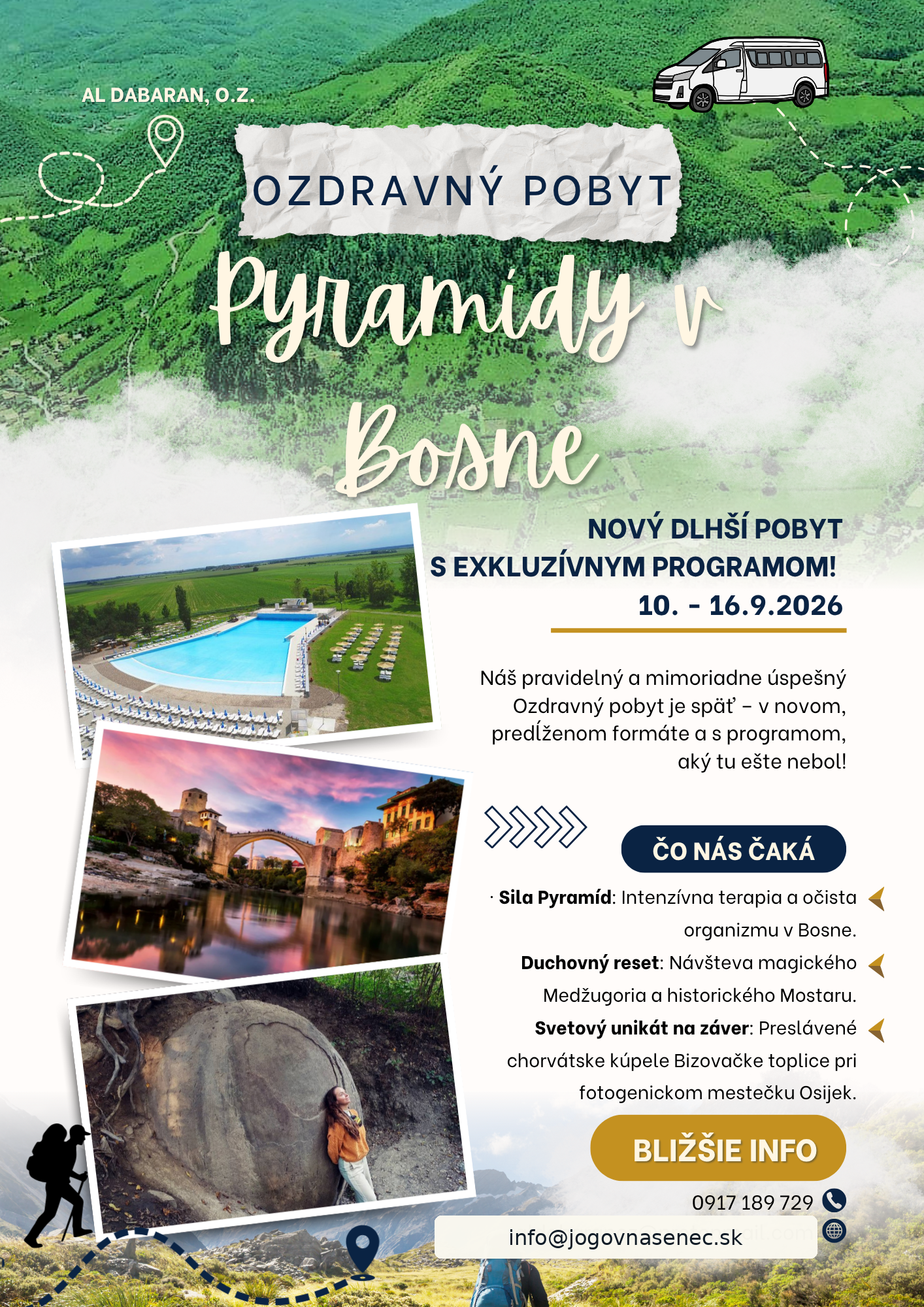 Plagát ozdravného pobytu Pyramídy v Bosne 2026